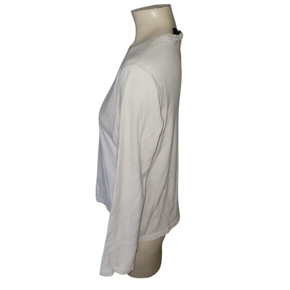 Eddie Bauer Womens White Long-Sleeve Crewneck Shirt Medium 100% Cotton Casual We - Picture 3 of 5